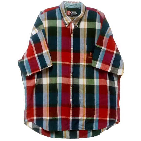 Vintage Chaps Ralph Lauren Men's Shirt XL Plaid ButtonDown CRL Crown Crest Logo - Picture 1 of 11